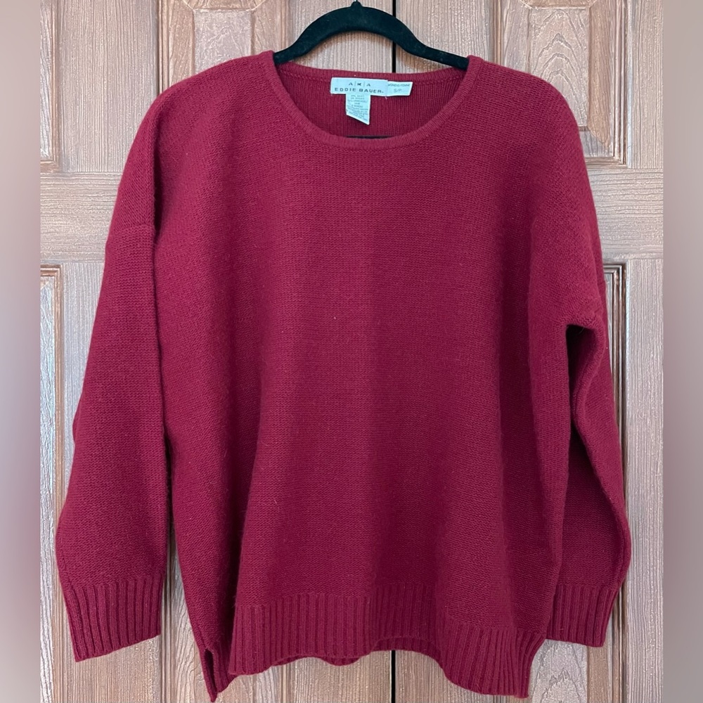 crimson lambs wool Eddie Bauer sweater small